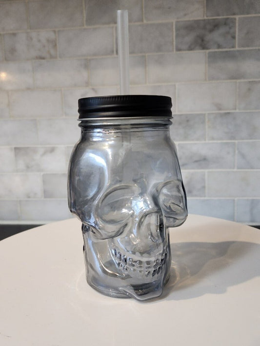 Glass Skull Mason Jar Tumbler