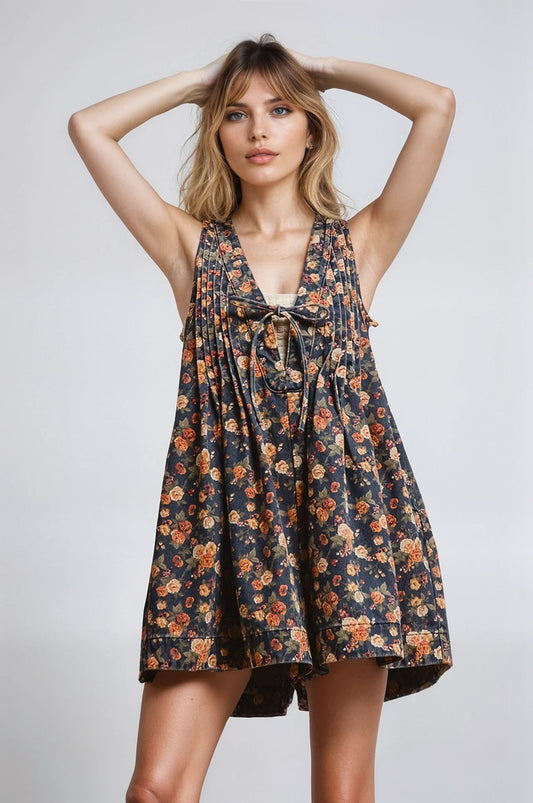 Vintage Moody Bloom Denim Romper