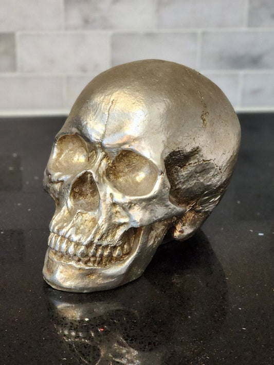 Metallic Champagne Skull Gothic Halloween Tabletop Décor