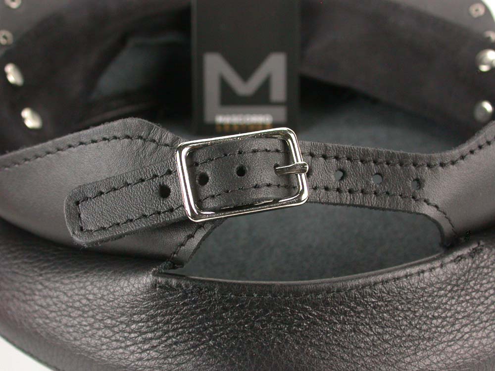 Black Soft Studded Flat Biker Cap