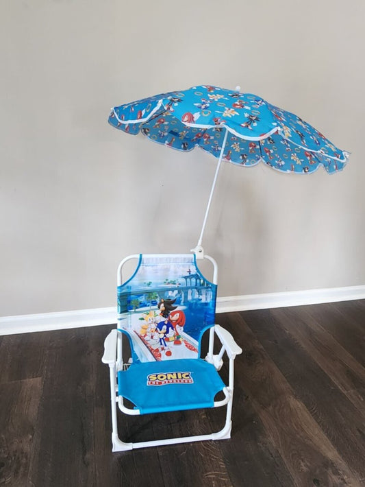Sonic the Hedgehog Kids Folding Beach Chair w/ Umbrella