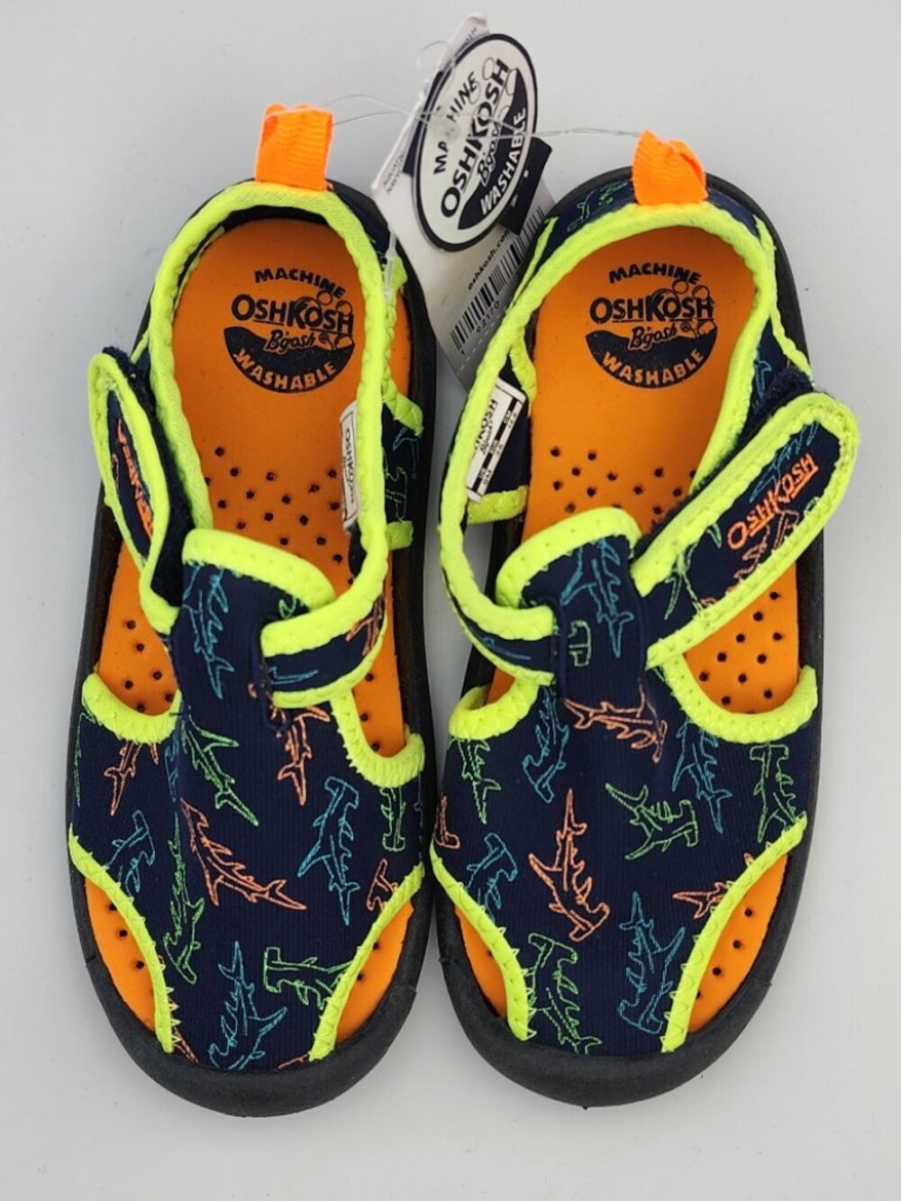Neon Shark Print Water Sandals | Kid's 9 NWT