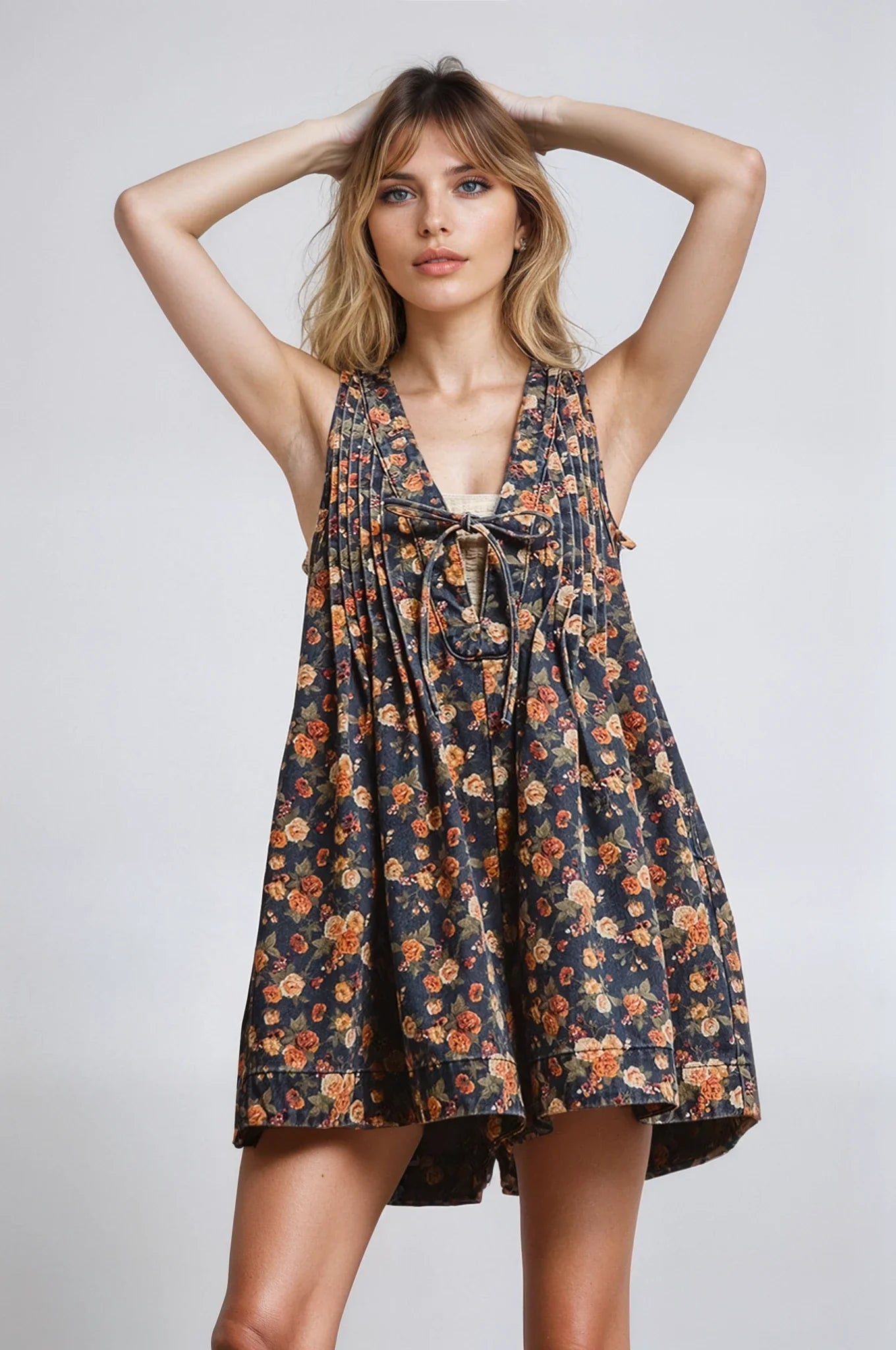 Vintage Moody Bloom Denim Romper