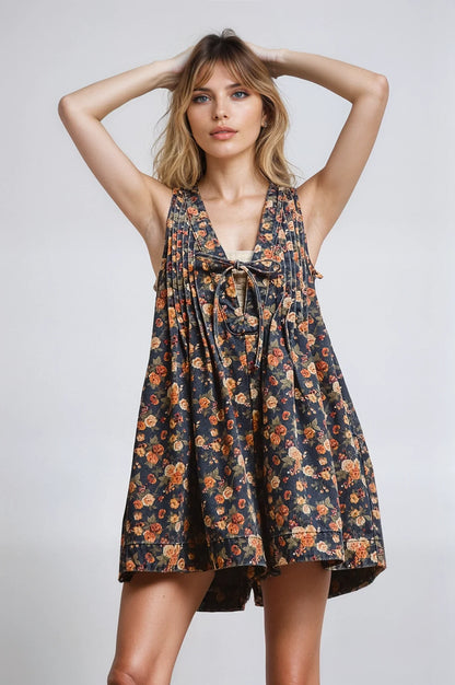 Vintage Moody Bloom Denim Romper