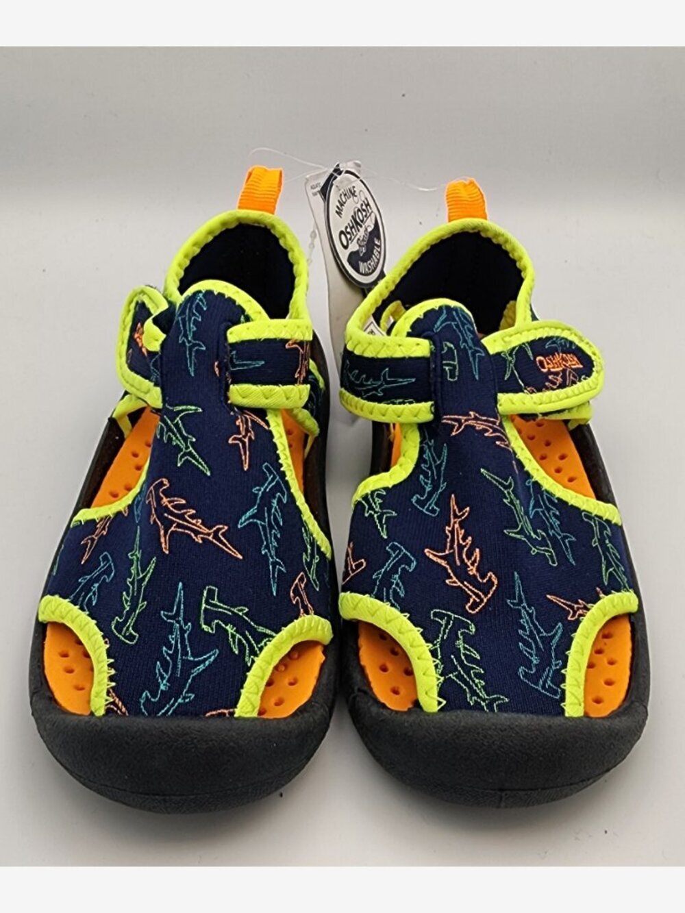 Neon Shark Print Water Sandals | Kid's 9 NWT