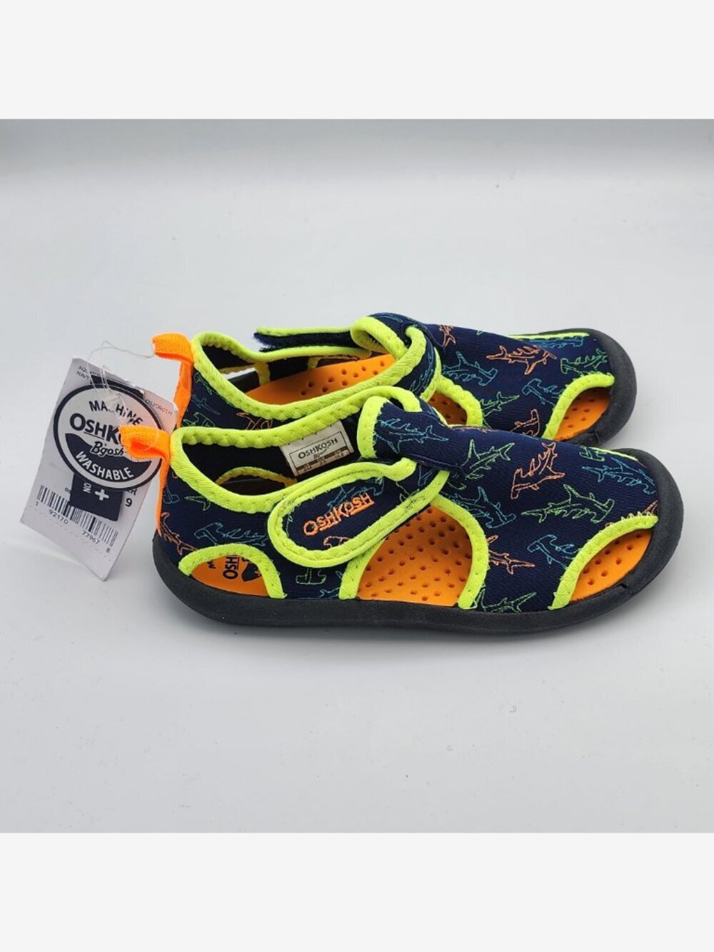 Neon Shark Print Water Sandals | Kid's 9 NWT