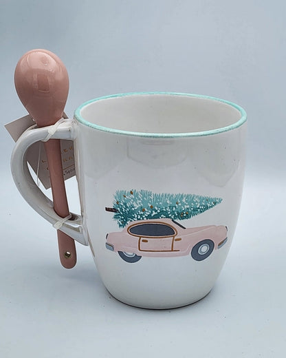 Holiday Classic Car Mug w/ Spoon