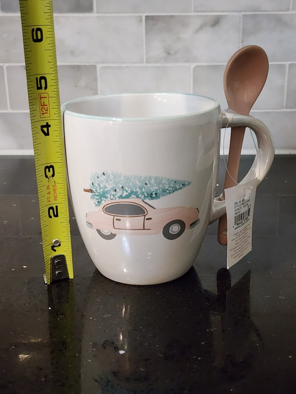 Holiday Classic Car Mug w/ Spoon