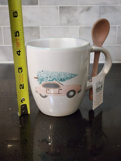 Holiday Classic Car Mug w/ Spoon