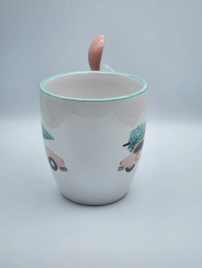 Holiday Classic Car Mug w/ Spoon
