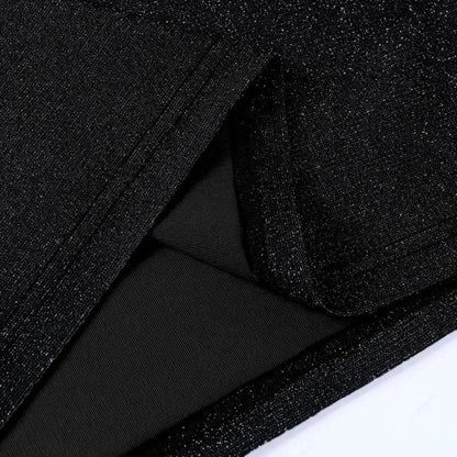 Sexy 90s Cowl-Neck Rave Dress - Glitter Y2K Clubwear | Femstylo