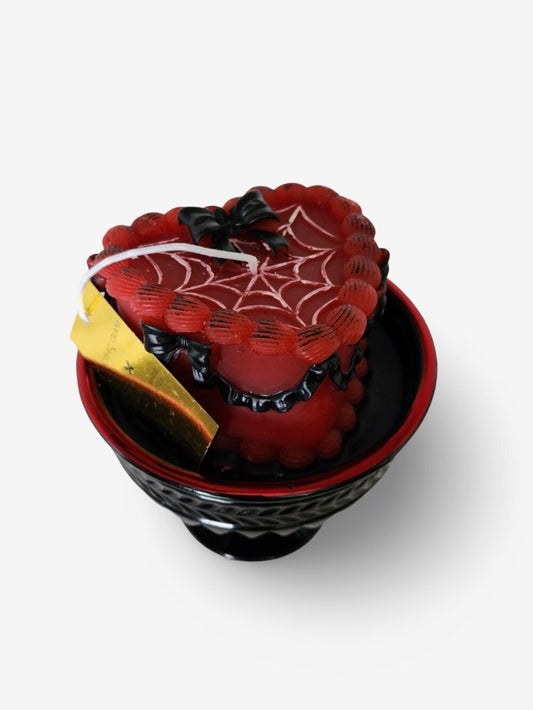 Gothic Glam Cake Candle with Pedestal Holder