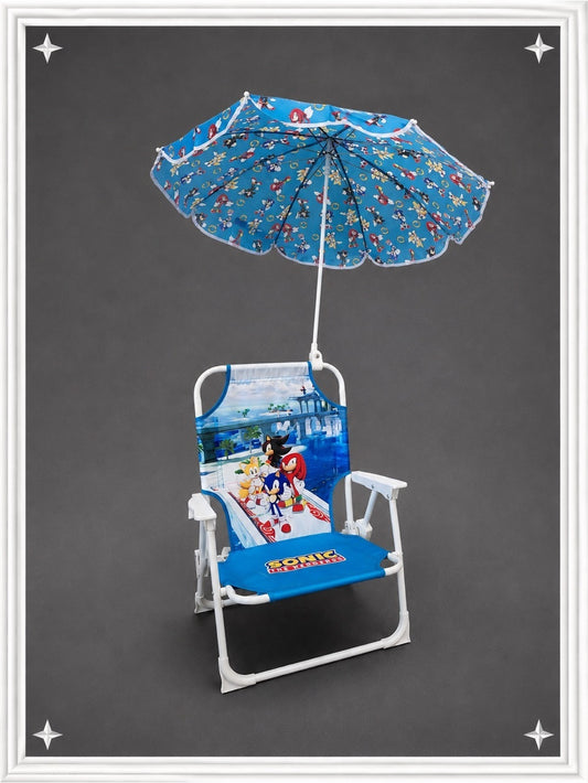 Sonic the Hedgehog Kids Folding Beach Chair w/ Umbrella