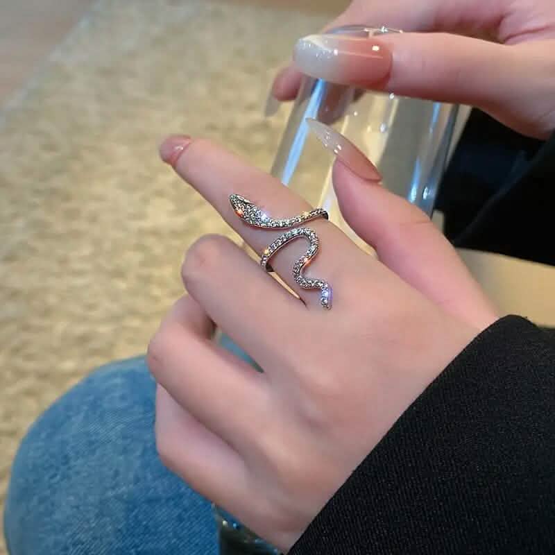 Crystal Wrapped Serpent Adjustable Ring