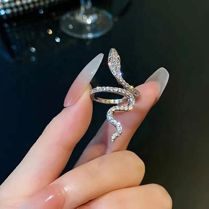 Crystal Wrapped Serpent Adjustable Ring
