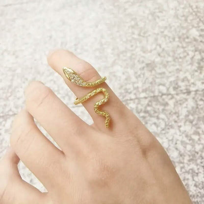 Crystal Wrapped Serpent Adjustable Ring