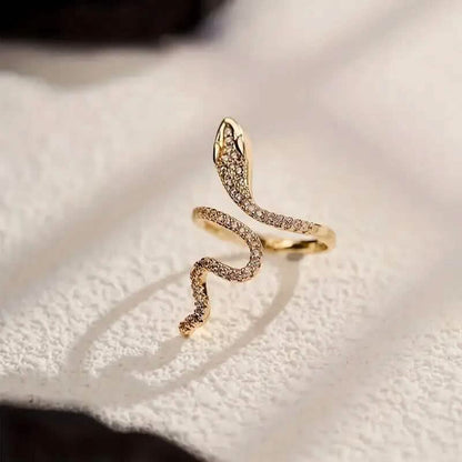 Crystal Wrapped Serpent Adjustable Ring