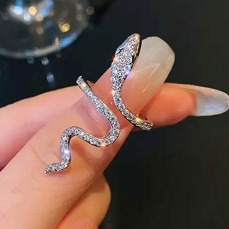 Crystal Wrapped Serpent Adjustable Ring
