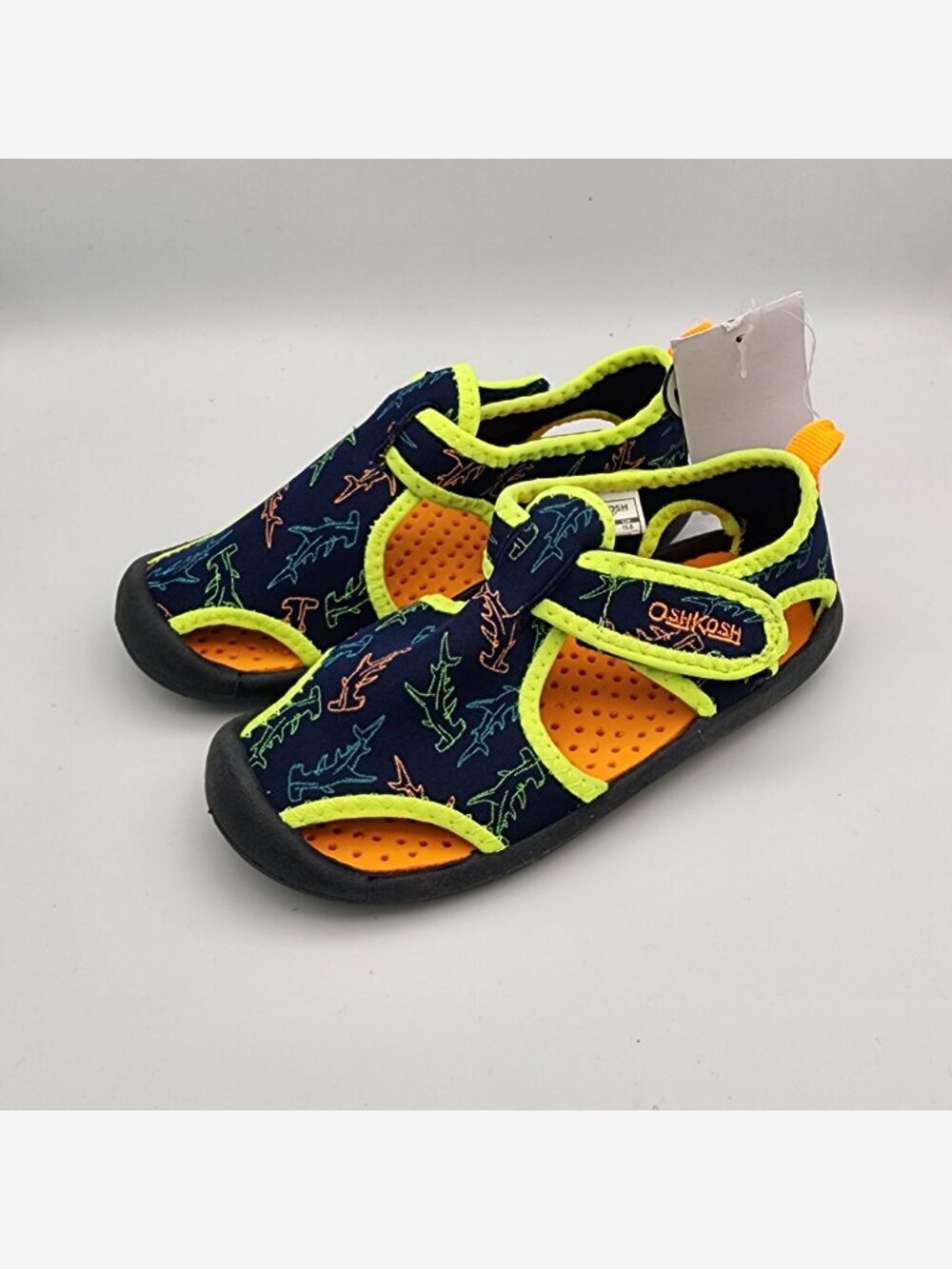 Neon Shark Print Water Sandals | Kid's 9 NWT