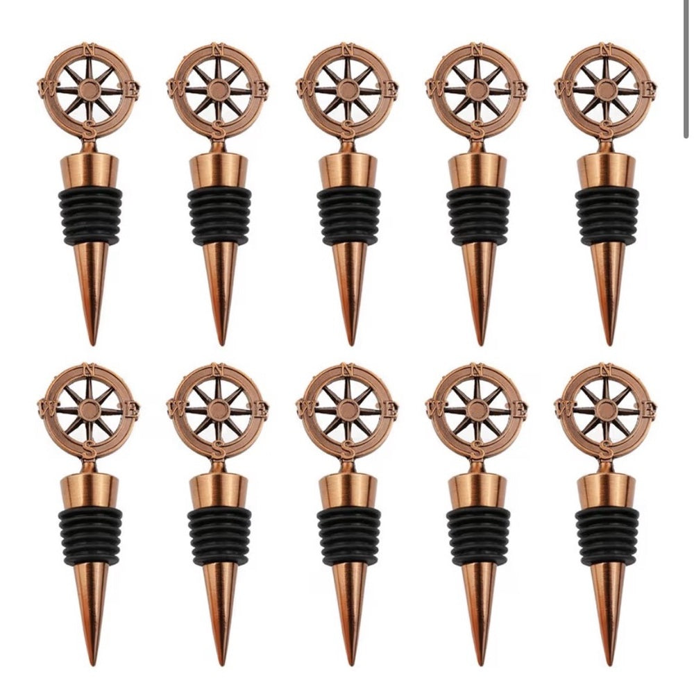 🍾 10pc Compass Bottle Stopper Party Facors- “Our Adventure Begins!”- NWT