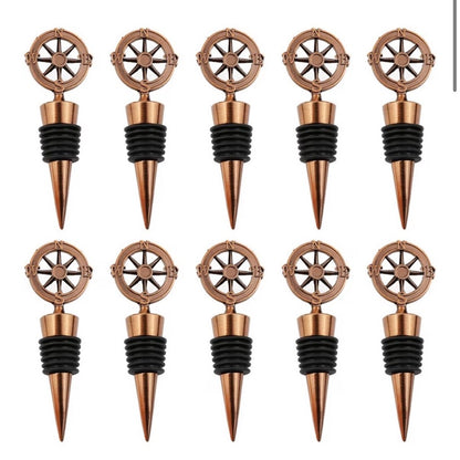 🍾 10pc Compass Bottle Stopper Party Facors- “Our Adventure Begins!”- NWT