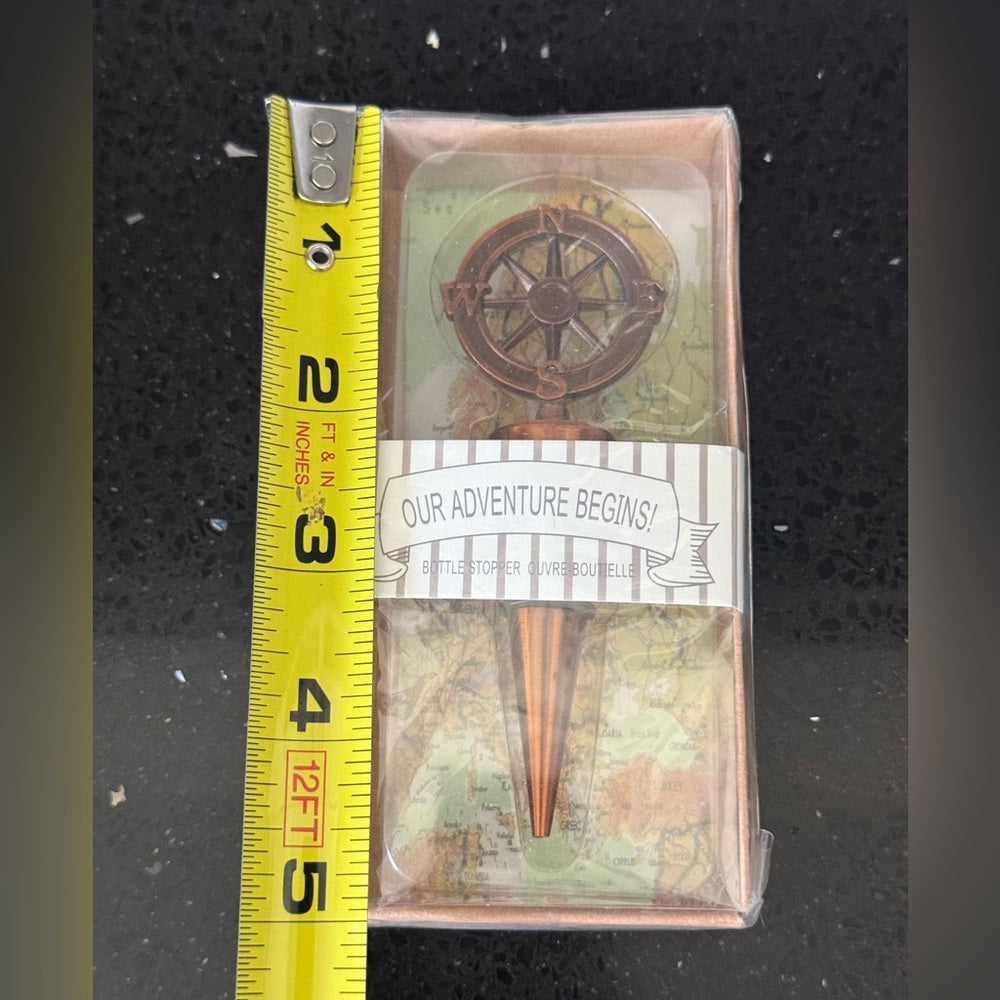 🍾 10pc Compass Bottle Stopper Party Facors- “Our Adventure Begins!”- NWT