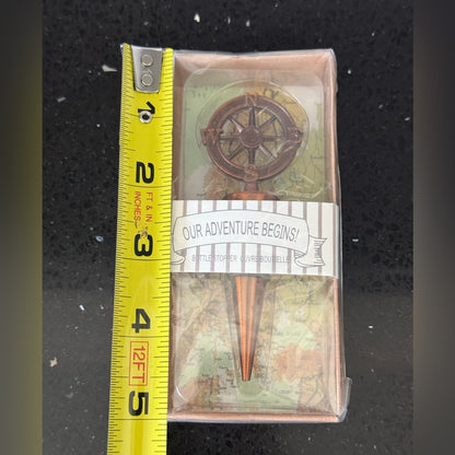 🍾 10pc Compass Bottle Stopper Party Facors- “Our Adventure Begins!”- NWT