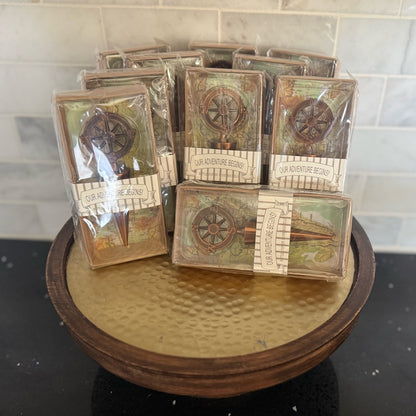 🍾 10pc Compass Bottle Stopper Party Facors- “Our Adventure Begins!”- NWT